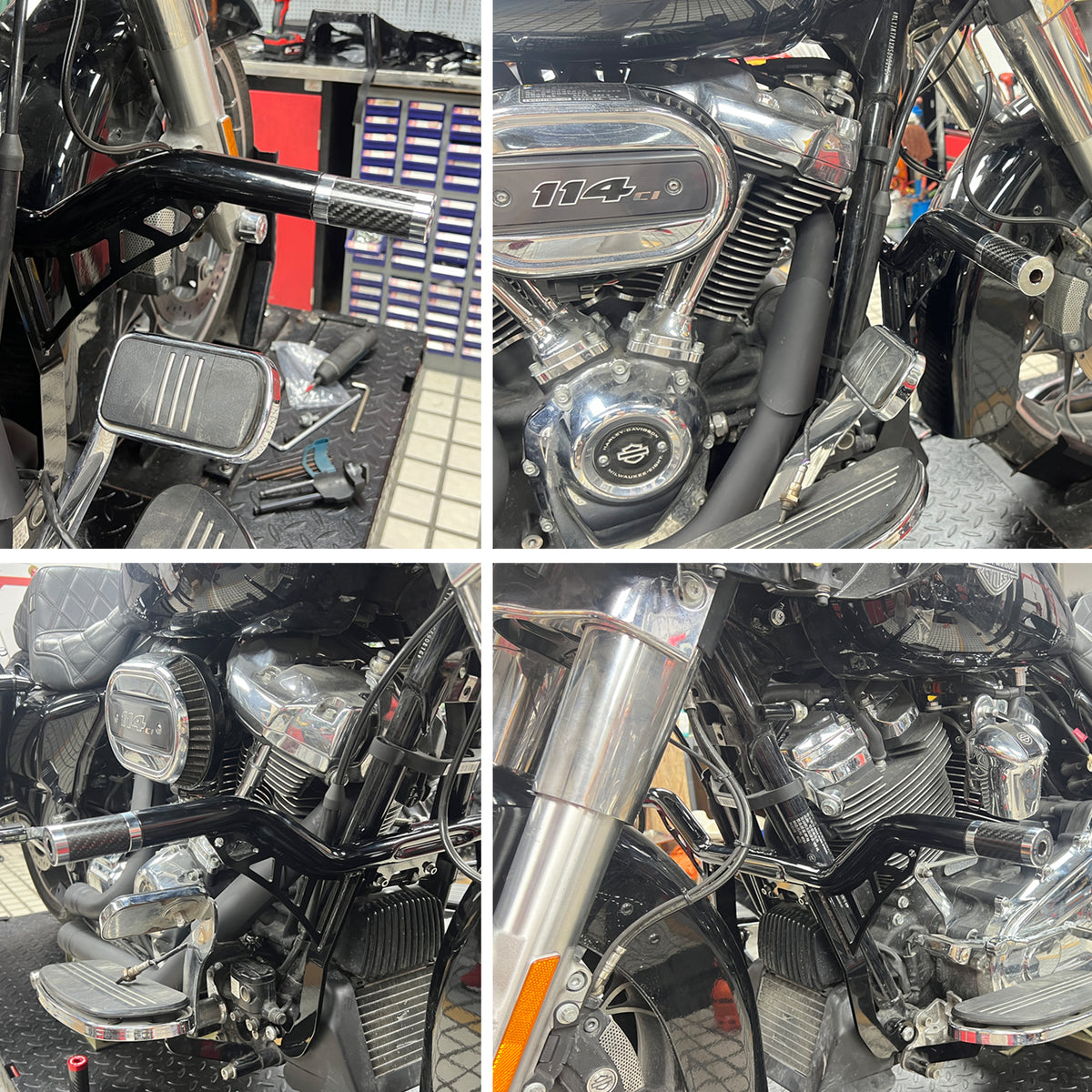 Front Highway Engine Guard Crash Bar Frame Slider Flat-Out Bar For Harley Touring Road King Road Glide Electra Street Glide FLHR FLHT 2014-2025