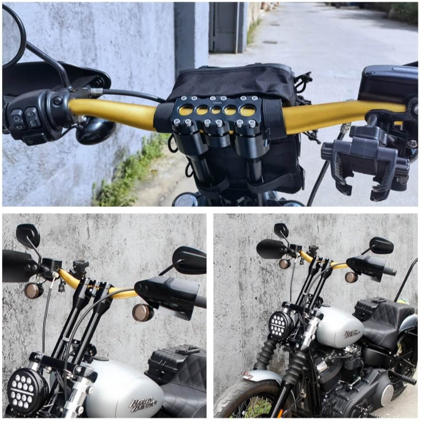 1" (25.4mm) Club Style Moto Bars – CNC Aluminum Handlebar 32" Width for Harley Dyna Low Rider FXDLS Fat Street Bob FXDF FXDB FXBB Sportster