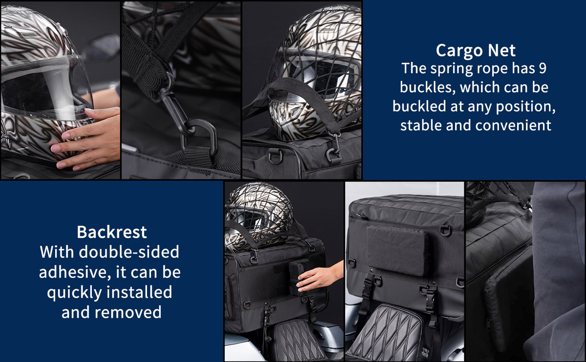 Motorcycle Touring Seat Bag Trolley Case with Wheels, Waterproof Suitcase, Luggage, Duffel, Tail, Tour Trunk, Gear, Rear Rack Bag, Sissy Bar Bag (50L/13Gallons)