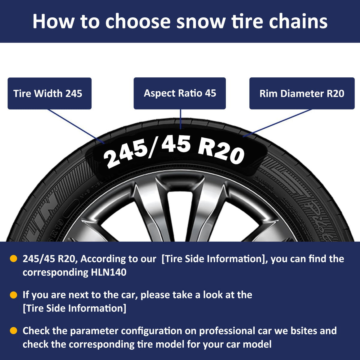 Neochiaevo HLN Auto Tightening Snow Chains Tire Chains, 3.9mm Diameter, 1-Minute Quick Install, Twist-Link, Wear-Resistant, Universal for Car/SUV/Pickup Trucks, Multi-Weather Emergency Traction, Set of 2