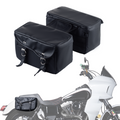 PU Leather Motorcycle Saddlebags, 30L/7.9GAL Waterproof Soft Bags, Compatible with Harley Softail, Dyna, Street Bob, Wide Glide, Super Glide, FXR, Low Rider S, Sportster, Black