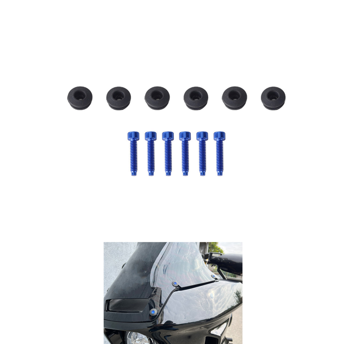 6 PCS Aluminum T27 Detachable Windshield Bushing Grommets Bolt Screws Kit Fit for Harley Softail FXLRST 117 Low Rider ST EI Diablo FXRST M8 2022-2024 2025 (Black)