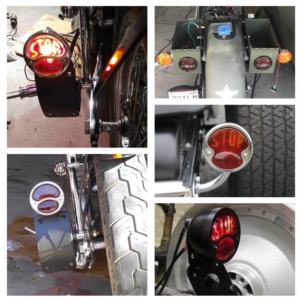 Vintage Ford Model A Tail Light – Stainless Steel Rear Brake Stop Taillight With Red Glass Lens, Universal Fit For Harley, Bobber, Cafe Racer, Rat Rod, 12V Turn Signal Assembly
