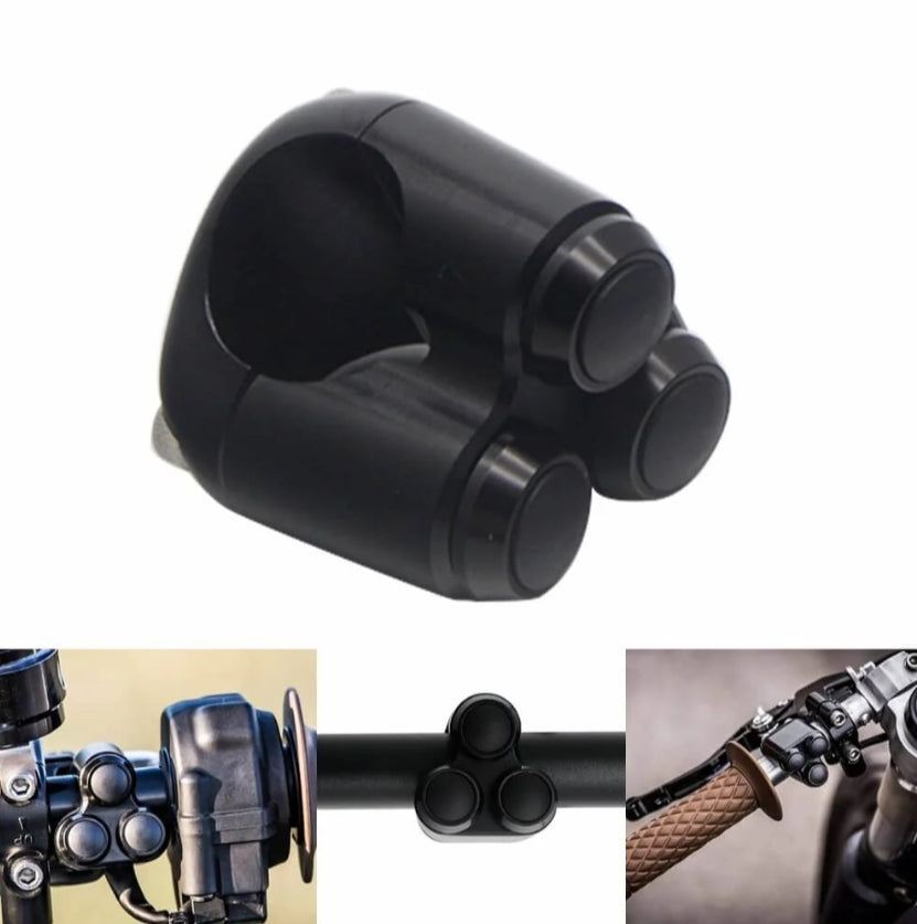 Universal 3 Buttons CNC Hand Control Momentary Switch Micro Switch, For 7/8 Inch 22mm, For 1 Inch 25mm Bars Handlebar Bobber Cafe Racer Chopper