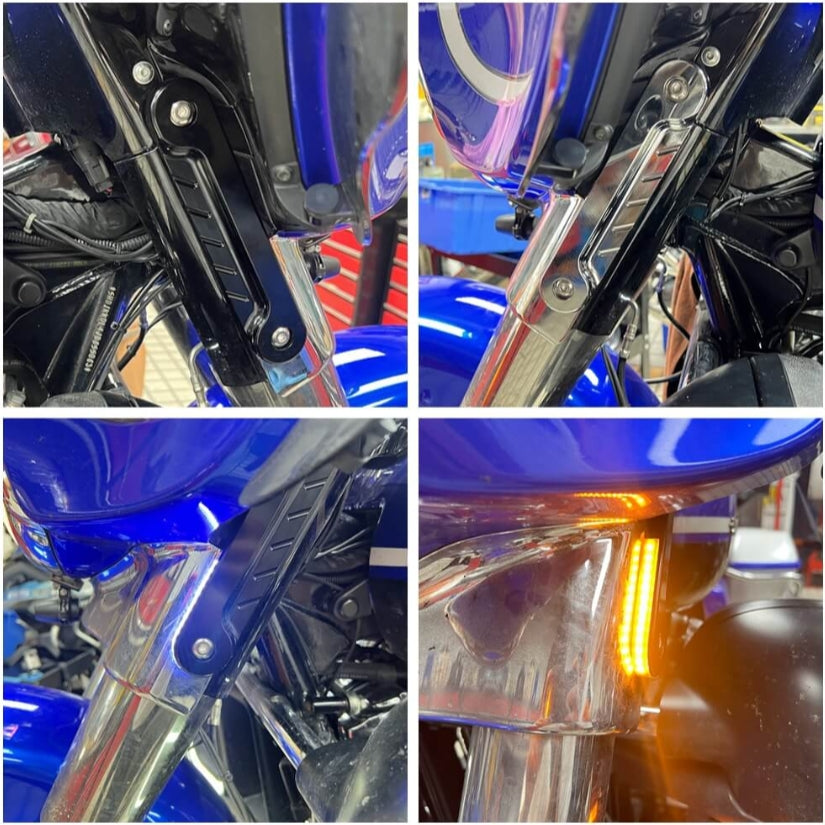 Plug and Play LED Flush Fork Turn Signals DRL Day Running Light For Harley Touring Road King Special FLHRXS FLHR CVO FLHRSE 2014-2025