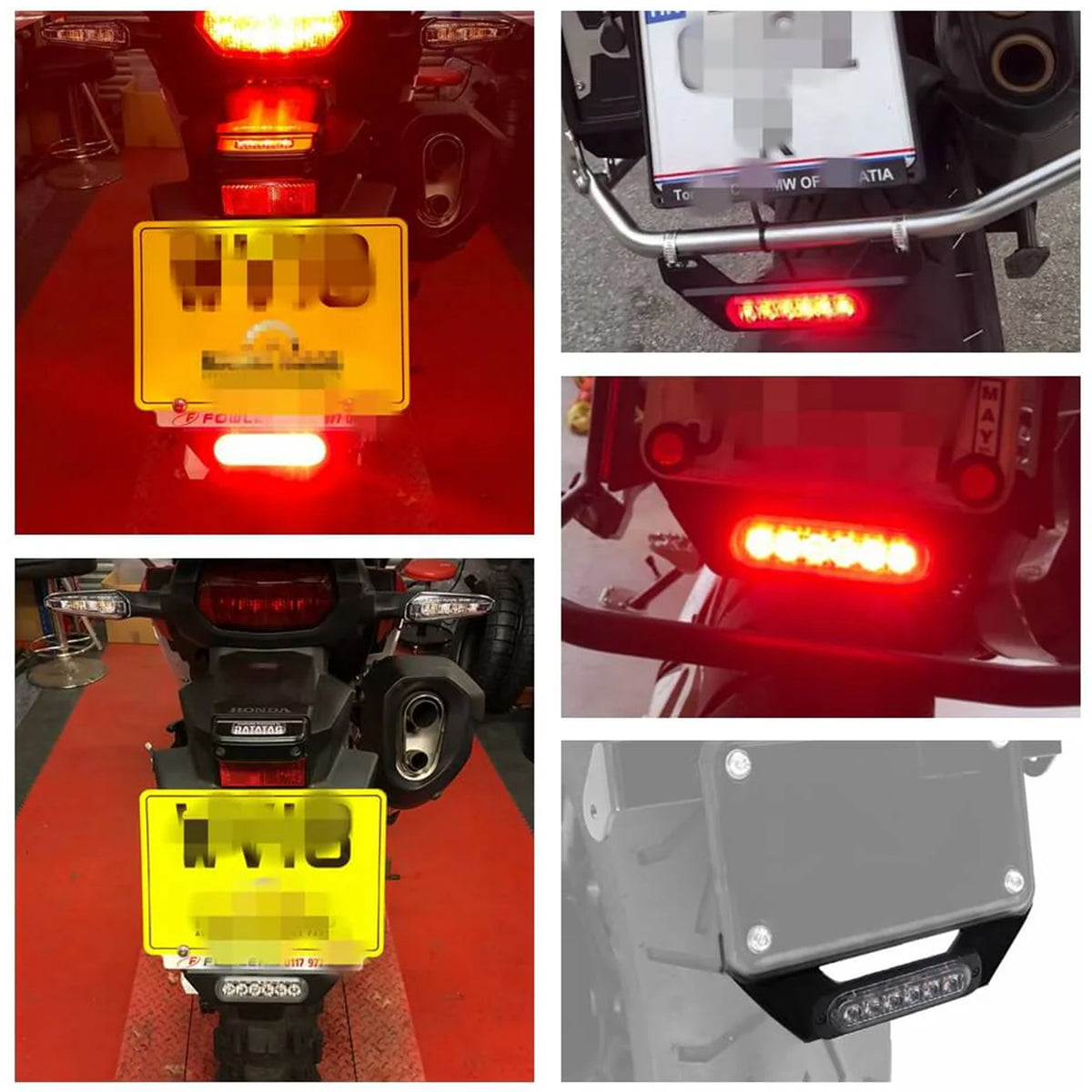 Universal LED Motorcycle B6 Dual License Plate LED Brake Light ATV Burst Flash Tail Stop Lamp Auxiliary Lights Taillight