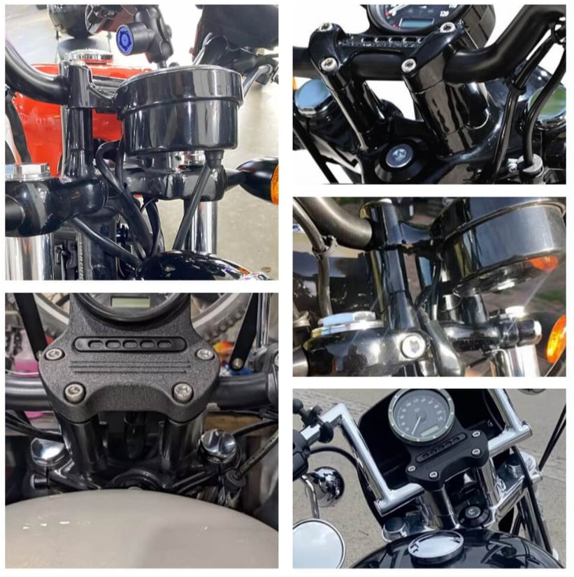 CNC Aluminum 2" Rise Handlebar Riser 1" Bar Heighten Block Extension Kit For Sportster 48 XL1200X with a riser integrated top tree only, 2010+
