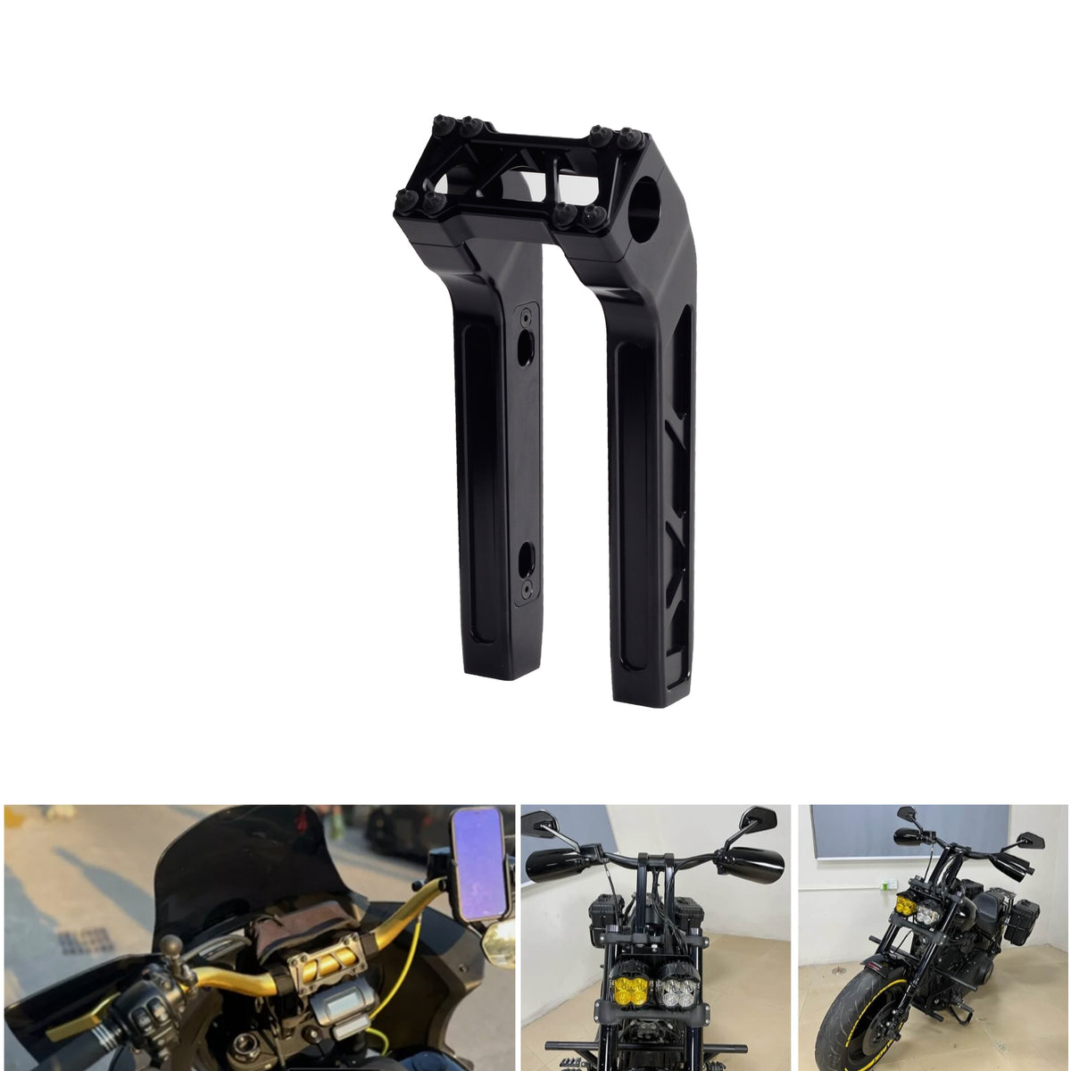 6/8/10 Inch Club Style CNC Pullback Handlebar Risers For Harley 1'' Bar Dyna Softail Sportster Low Rider Fat Street Bob FLSL FXBB FXBR FXLRST (Black)