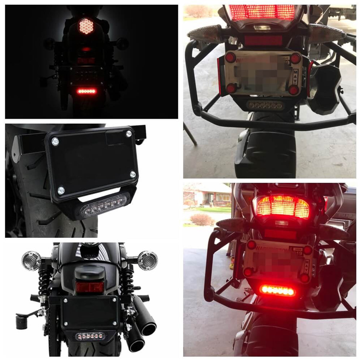 Universal LED Motorcycle B6 Dual License Plate LED Brake Light ATV Burst Flash Tail Stop Lamp Auxiliary Lights Taillight