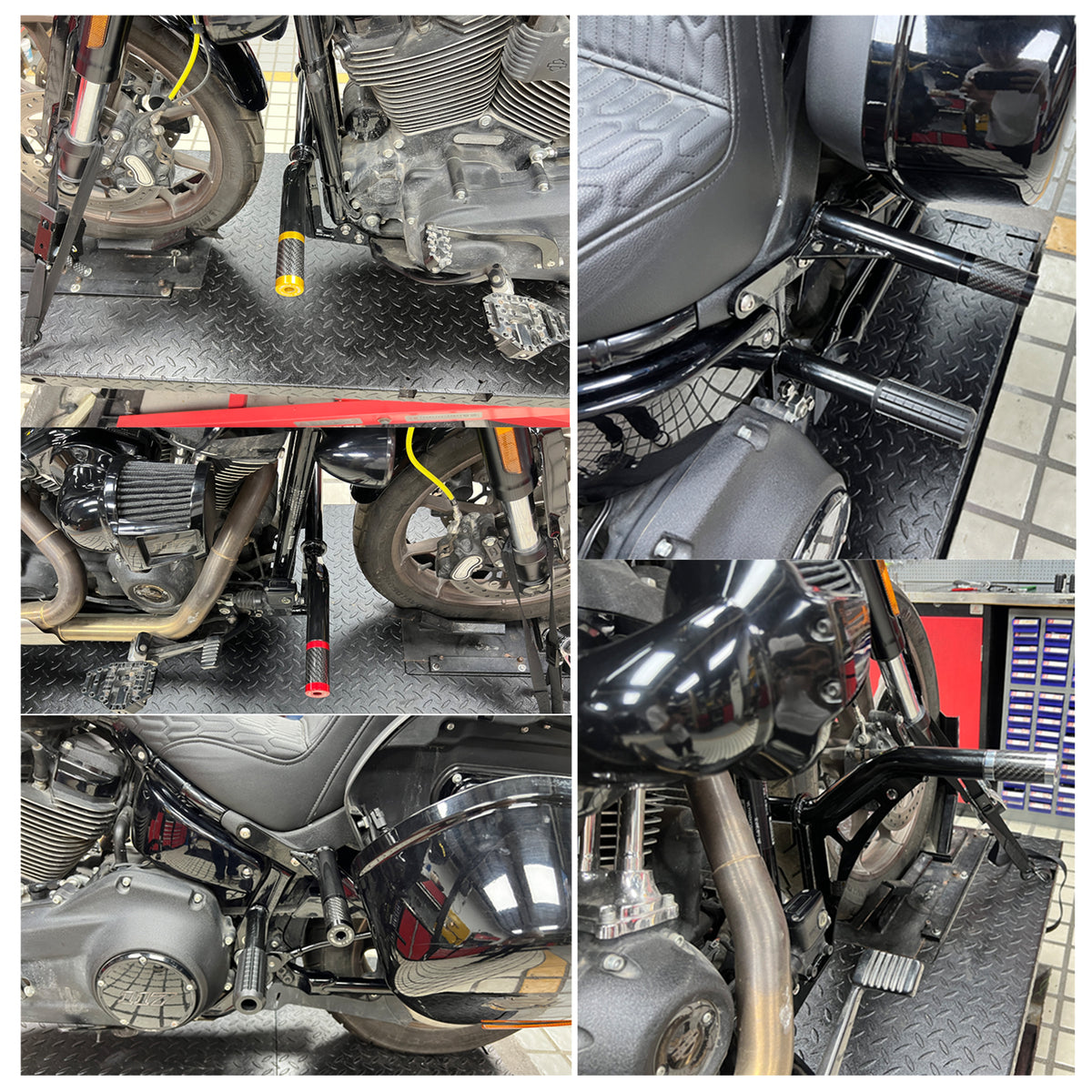 CNC Aluminum with Carbon Fiber Inlay Slider Chachos for Harley Crash Bars / Bag Guards