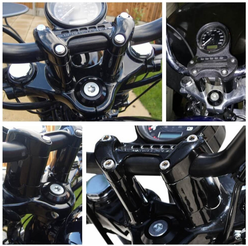 CNC Aluminum 2" Rise Handlebar Riser 1" Bar Heighten Block Extension Kit For Sportster 48 XL1200X with a riser integrated top tree only, 2010+