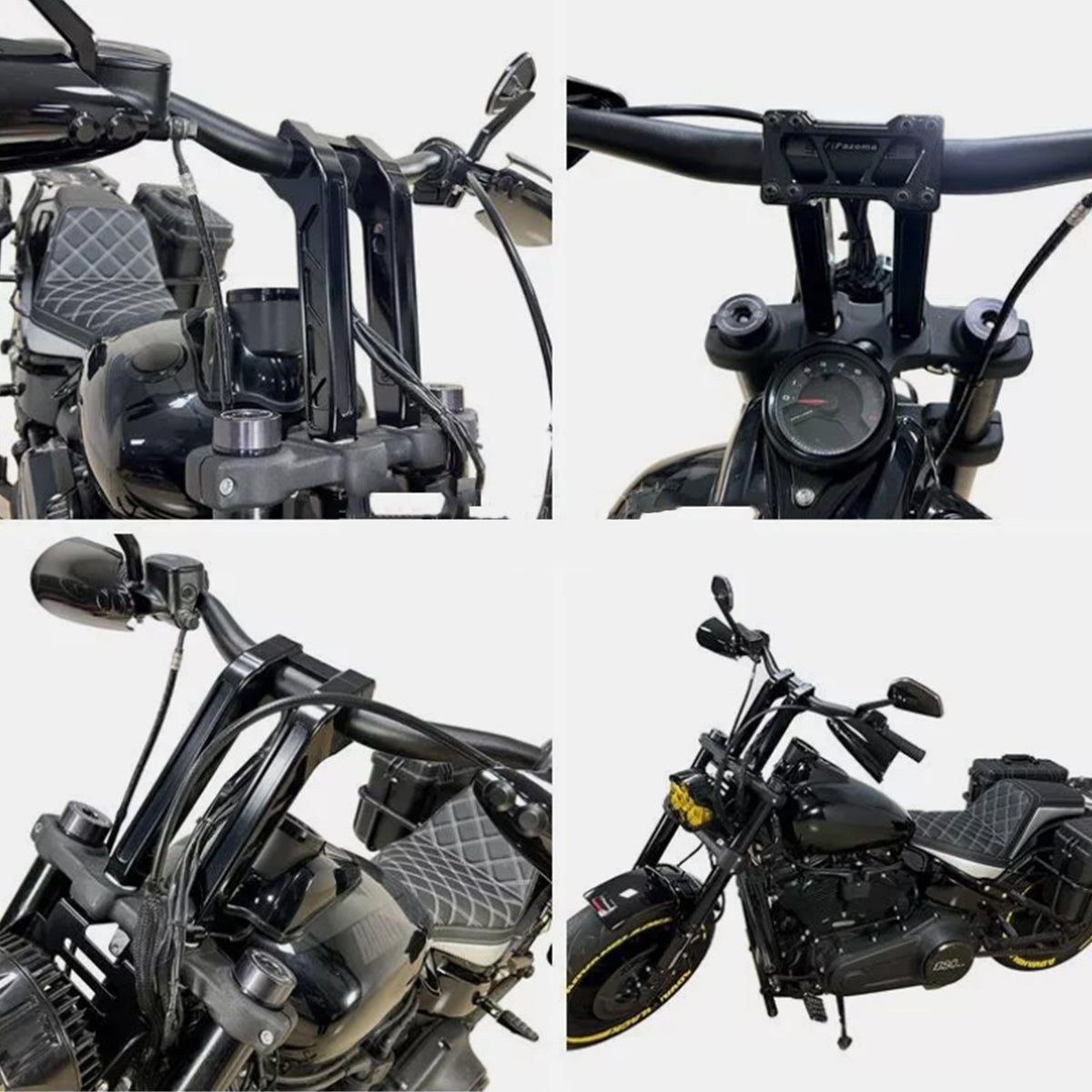 6/8/10 Inch Club Style CNC Pullback Handlebar Risers For Harley 1'' Bar Dyna Softail Sportster Low Rider Fat Street Bob FLSL FXBB FXBR FXLRST (Black)