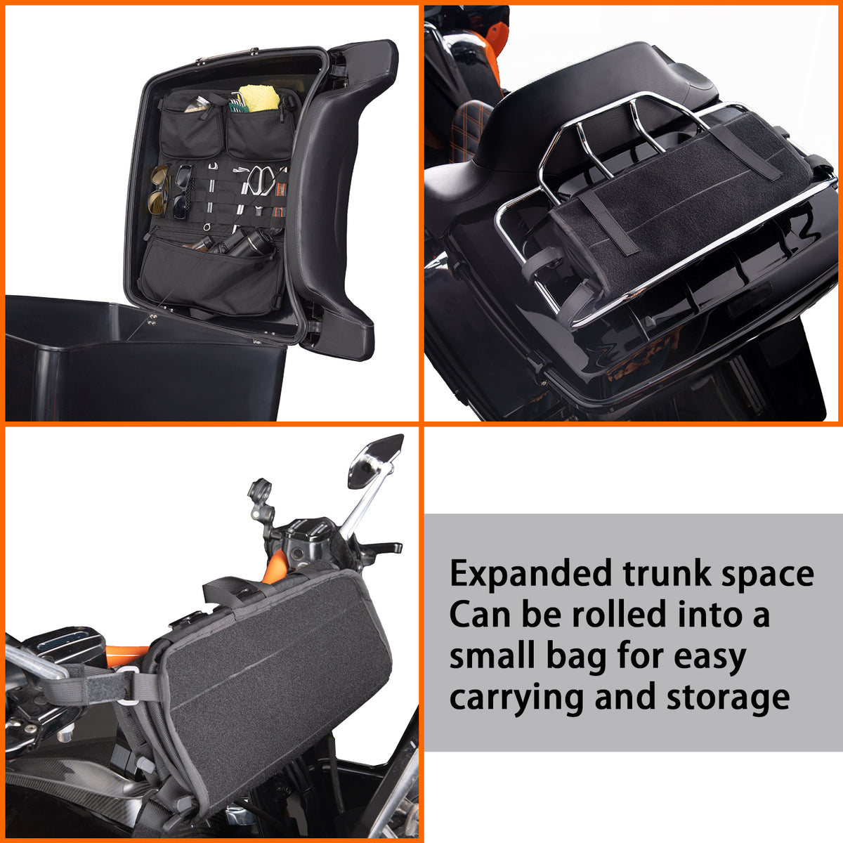 Tour Pack Lid Organizer Bag Multifunction Tool Luggage Storage Bag, Compatible with Harley Touring Road Glide Road King Electra Glide Street Glide Travel-Paks