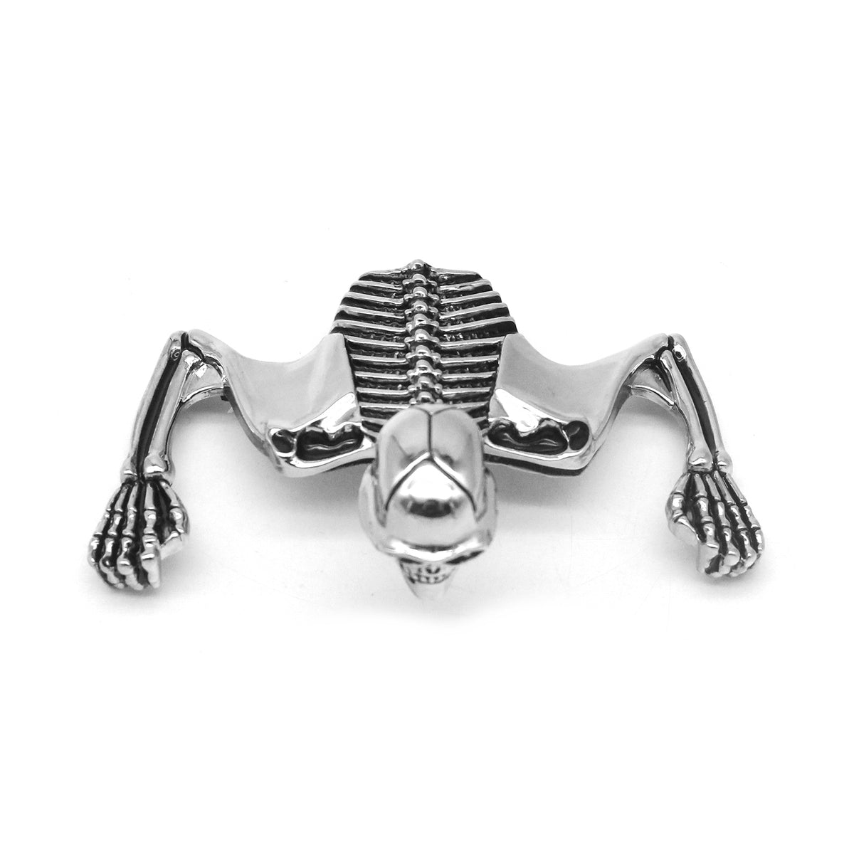 Skull Headlight Ornament For Small 4, 4-1/2 and 5-3/4 inch, Large 7 Inch Headlights and Mudguards, Fits Harley, Custom, For Bobber & Chopper Motorcycles Chorme