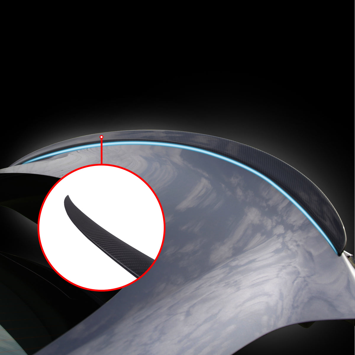 Spoiler Trunk Wing Real Carbon Fiber Compatible with Tesla Model Y 2021-2023 2024, Rear Spoiler Lip Tail Wing Accessories (Bright Black)
