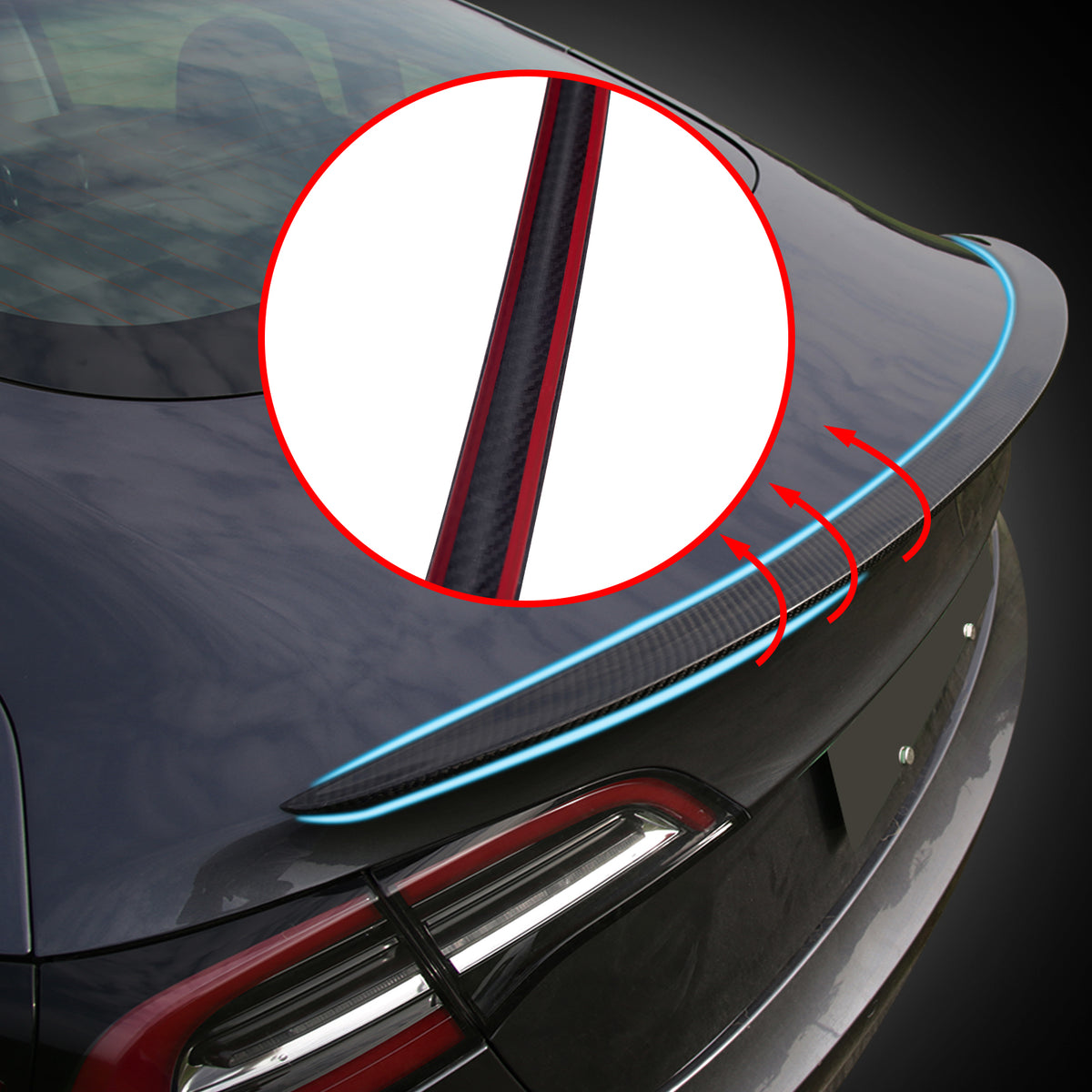 Spoiler Trunk Wing Real Carbon Fiber Compatible with Tesla Model Y 2021-2023 2024, Rear Spoiler Lip Tail Wing Accessories (Bright Black)