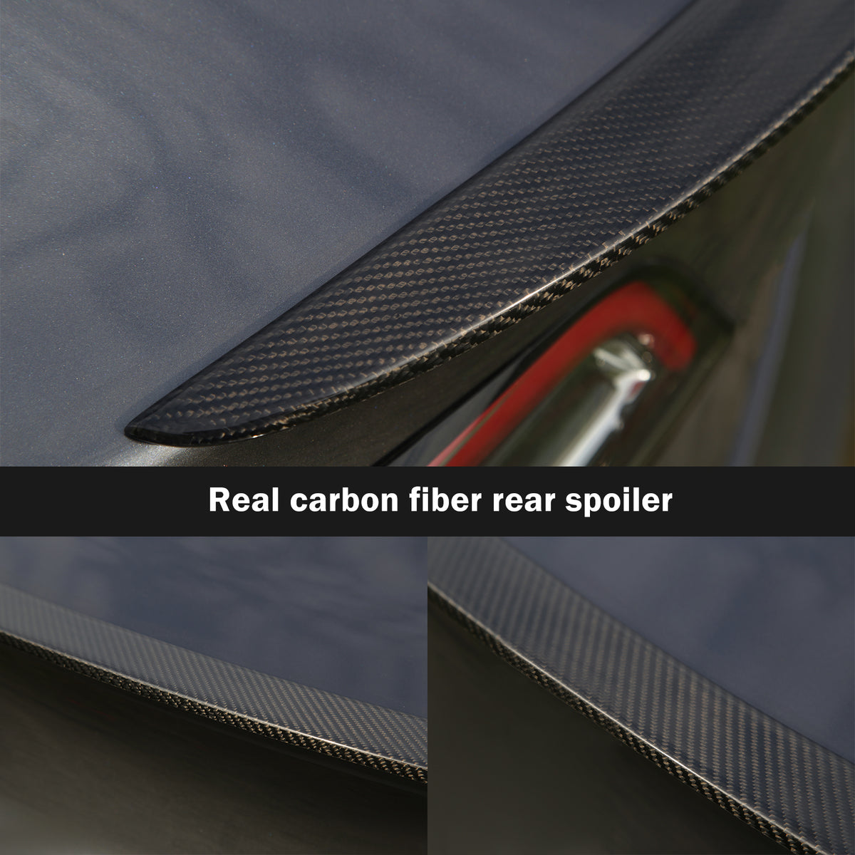 Spoiler Trunk Wing Real Carbon Fiber Compatible with Tesla Model Y 2021-2023 2024, Rear Spoiler Lip Tail Wing Accessories (Bright Black)