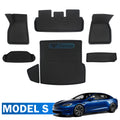 All Weather Floor Mats Compatible with Tesla Model S 2024 2023 2022 2021, Custom 3D Fit Front Rear Tray, Cargo Liner, Trunk Mats Car Interior Accessories, Waterproof Anti-Slip (Full Set of 6)