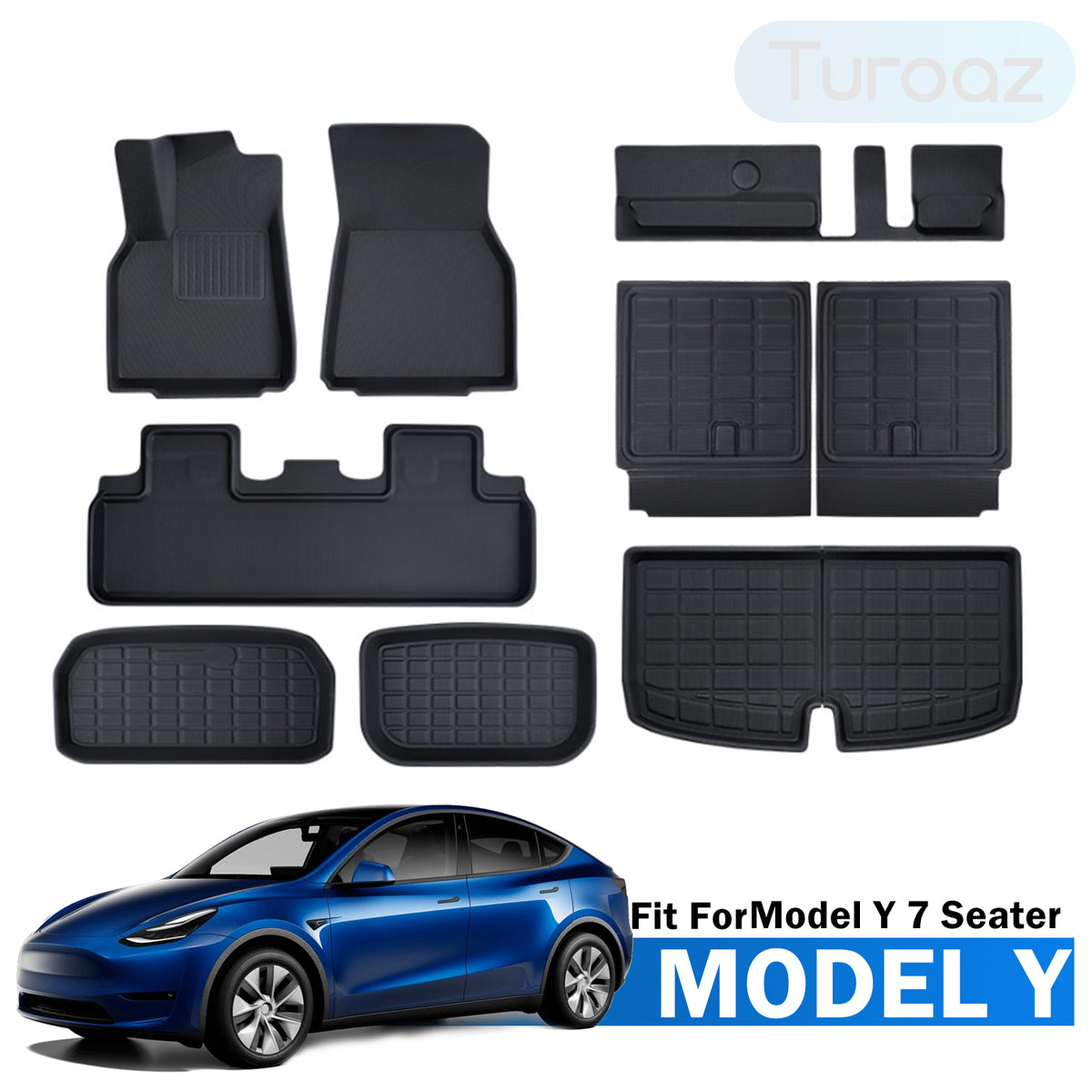 Floor Mats Fit For Tesla Model Y 2021up, Interior Accessories (Set of 6)