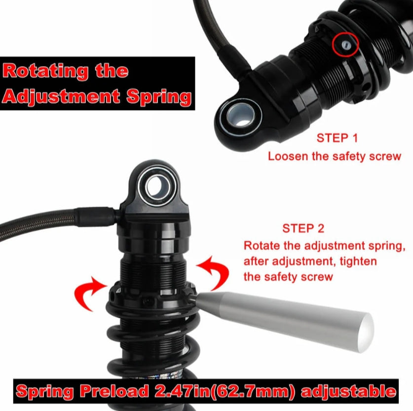 Remote Reservoir Rear Suspension Adjustable Shocks for Harley Touring Road King Electra Street Road Glide 2014+