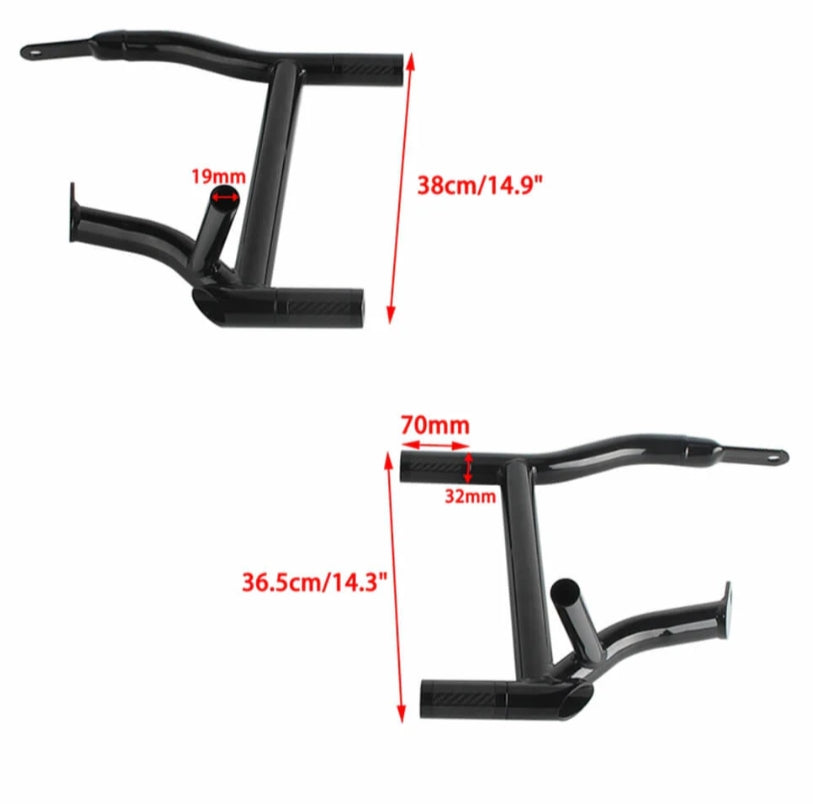 Saddlebag Tip-Over Bar Set Saddle Bag Guards Crash Bars, with Carbon fiber anti-drop slider For Harley Touring Street Glide Road Glide Road King Electra/Ultra FLHT FLHX 2009-2025