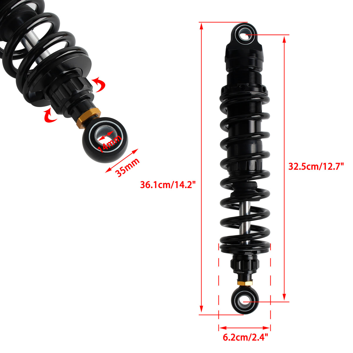 Remote Reservoir Rear Suspension Adjustable Shocks for Harley Touring Road King Electra Street Road Glide 2014+