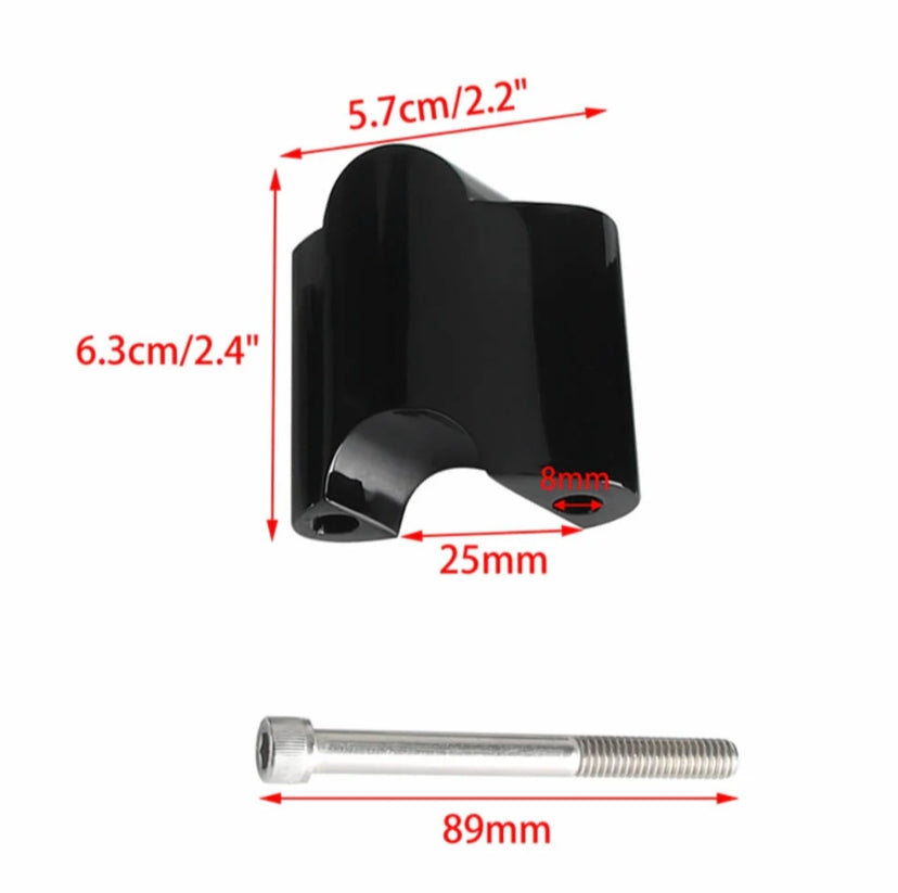 CNC Aluminum 2" Rise Handlebar Riser 1" Bar Heighten Block Extension Kit For Sportster 48 XL1200X with a riser integrated top tree only, 2010+