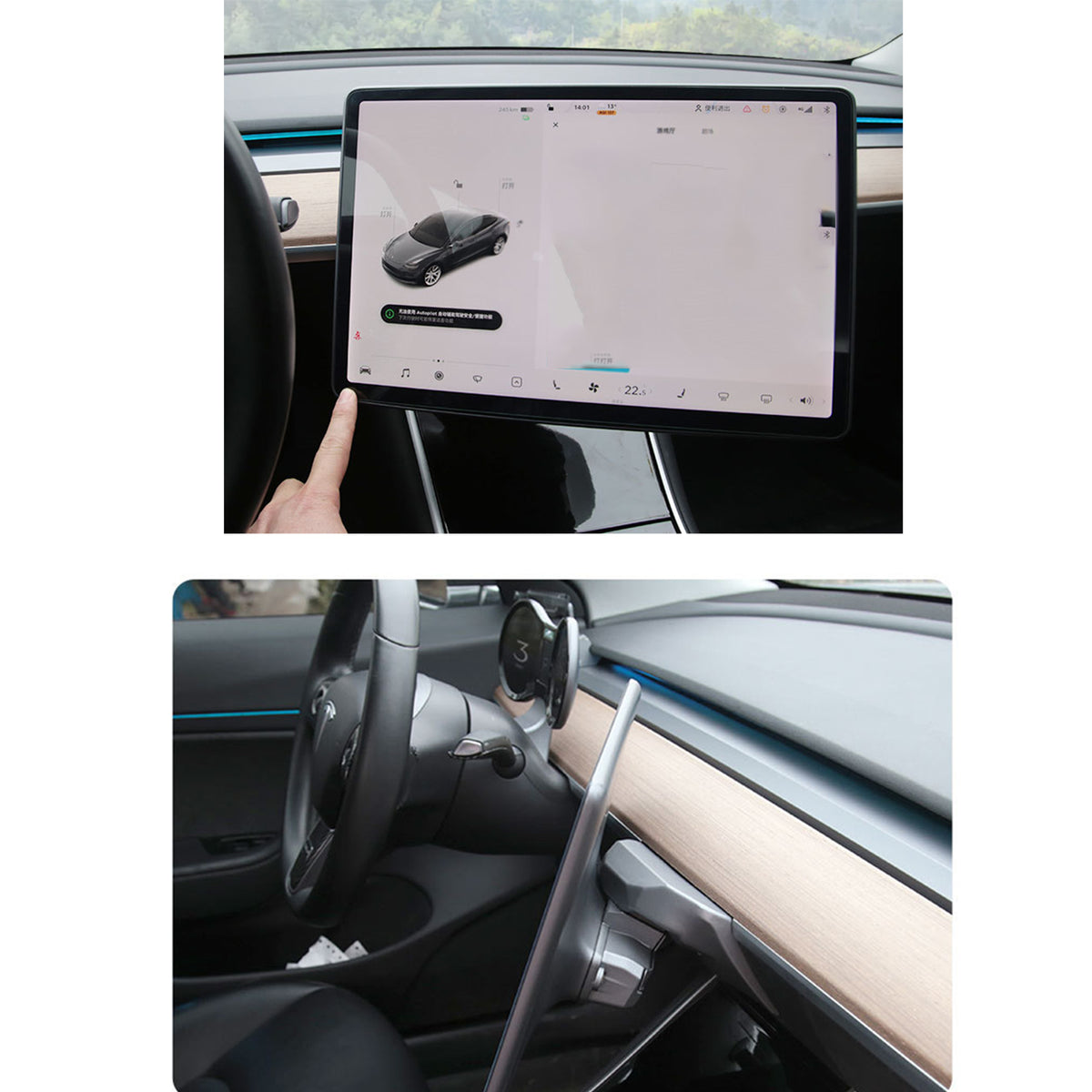 Screen Swivel Mount Fit for Tesla model 3 Y 2021 - 2023 2024, Center Console Screen Rotating Holder, GPS Interior Rotation Bracket Aluminium Alloy Navigation Bracket, Four Direction Adjustments