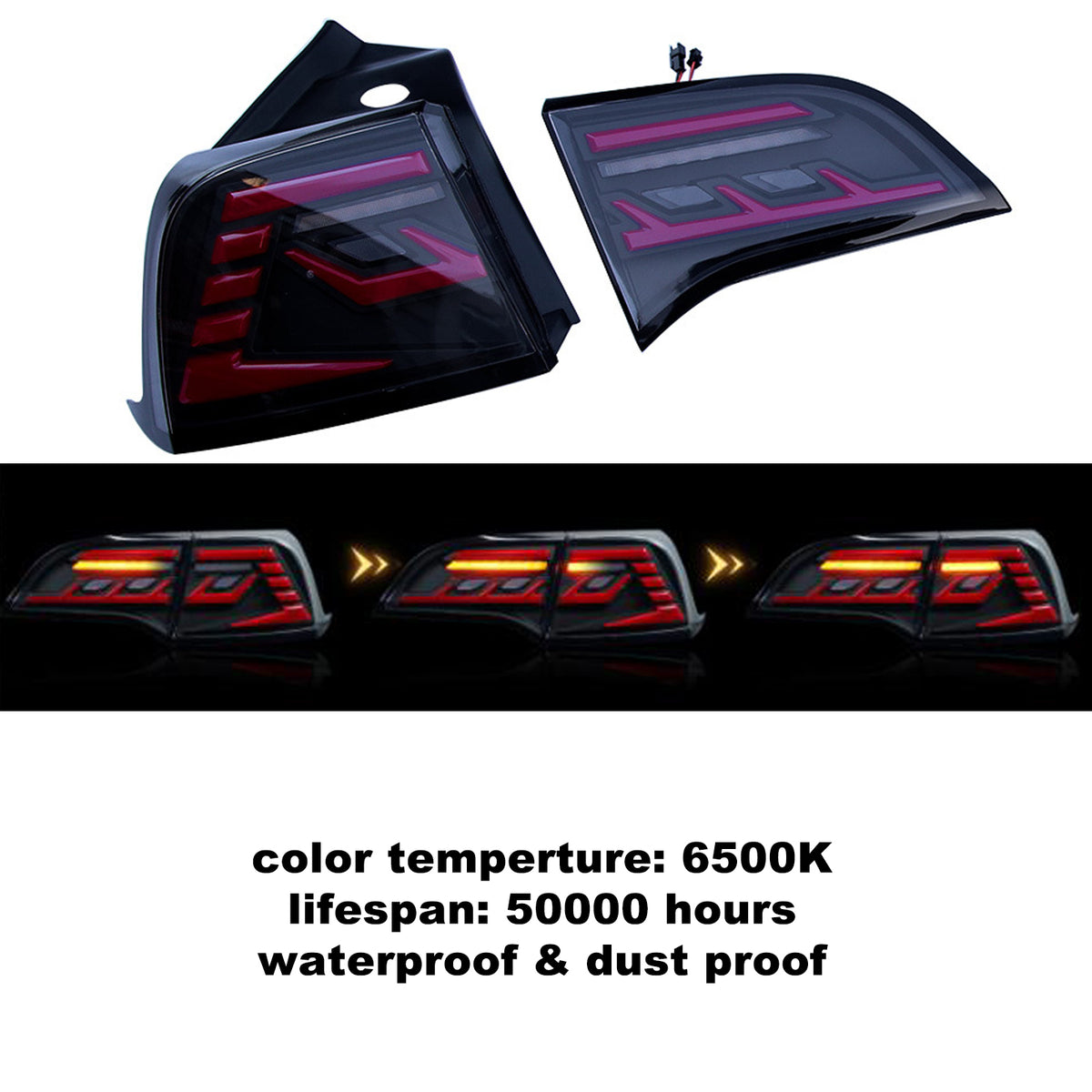 Turoaz LED Tail Light Assembly for Tesla Model 3 Y 2021+ , Streamlined LED Sequential Turn Lights with Dynamic Startup Back Rear Lamps, Reverse Lights Accessories (magic star)