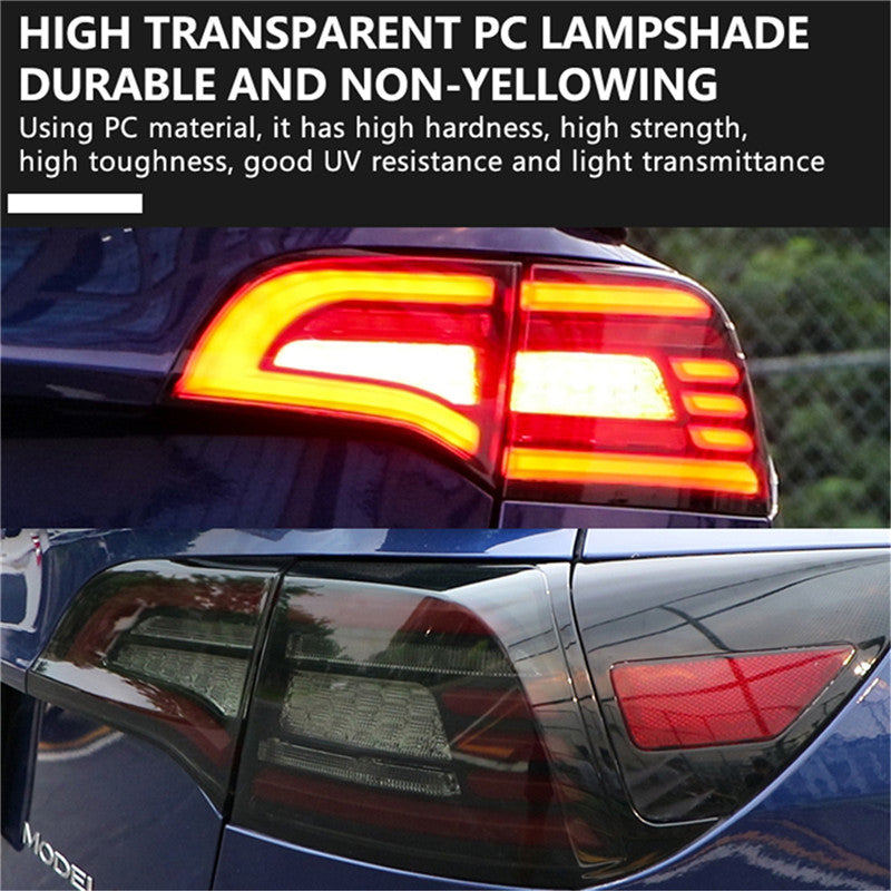 Turoaz LED Tail Light Assembly for Tesla Model 3 Y 2021+, Streamlined LED Sequential Turn Lights with Dynamic Startup Back Rear Lamps, Reverse Lights Accessories (Eagle Eye)