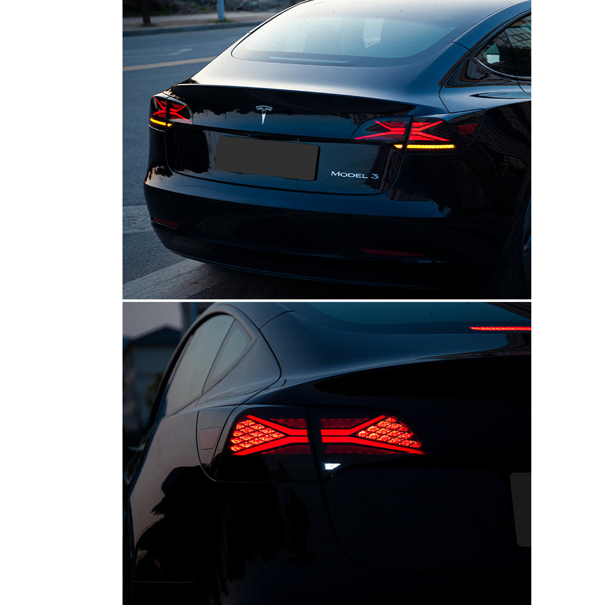 Turoaz LED Tail Light Assembly for Tesla Model 3 Y 2021+, Streamlined LED Sequential Turn Lights with Dynamic Startup Back Rear Lamps, Reverse Lights Accessories (x-type)