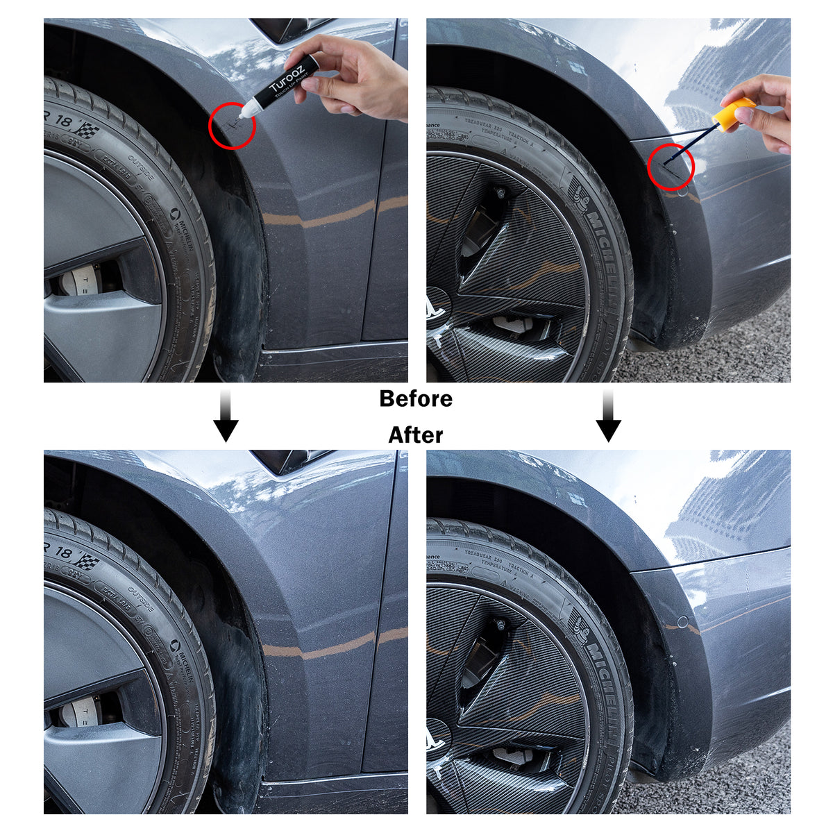 Color Matched Touch Up Paint Pen Brush Compatible with Tesla Model S 3 X Y (Solid Black - PBSB)