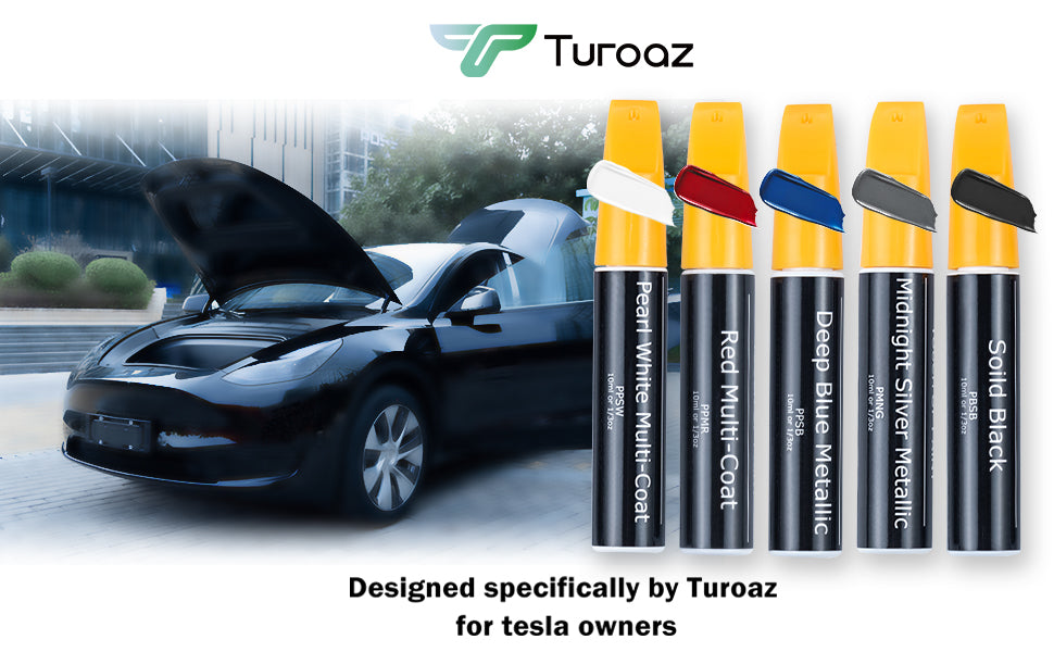 Color Matched Touch Up Paint Pen Brush Compatible with Tesla Model S 3 X Y (Solid Black - PBSB)