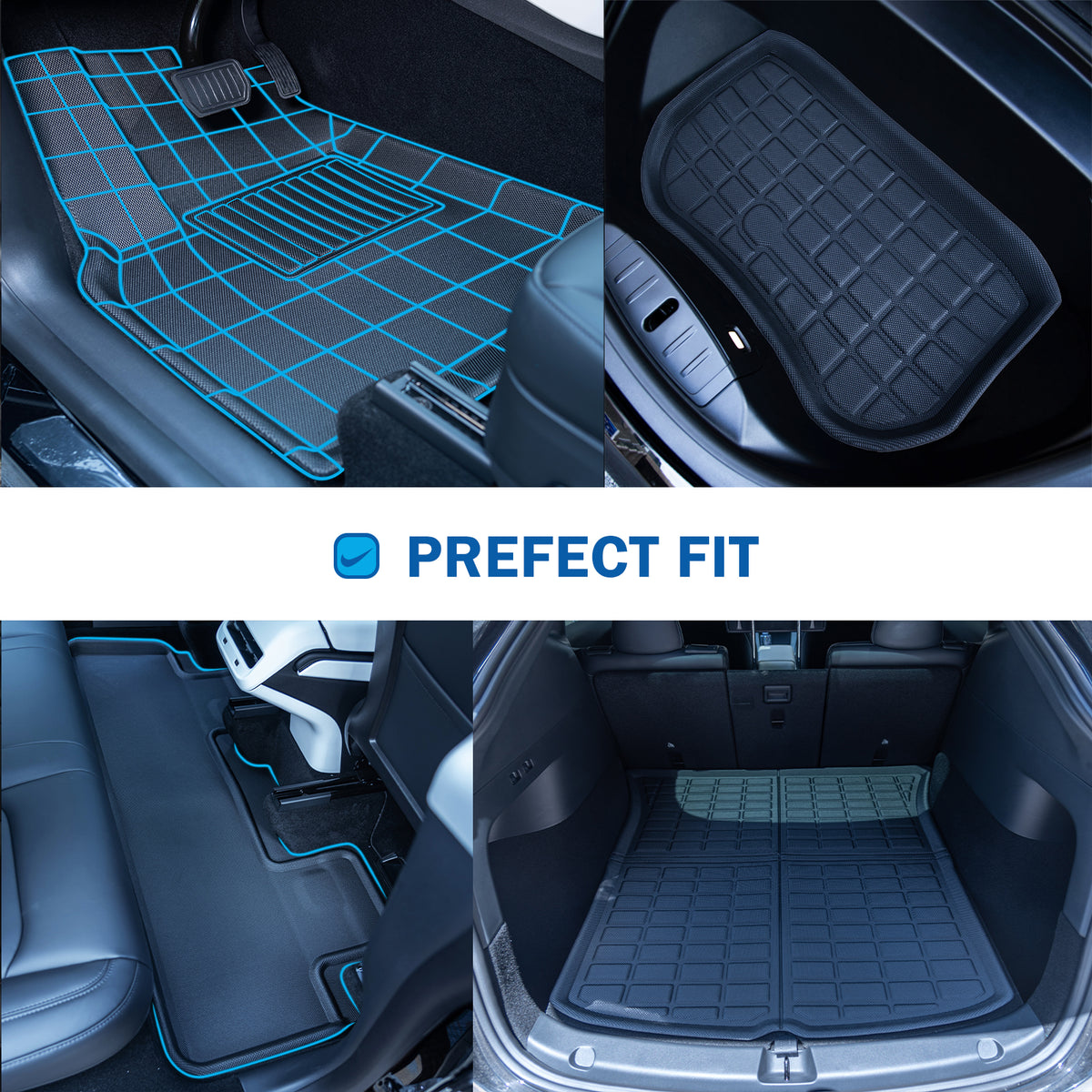 Floor Mats Fit For Tesla Model Y 2021up, Interior Accessories (Set of 6)