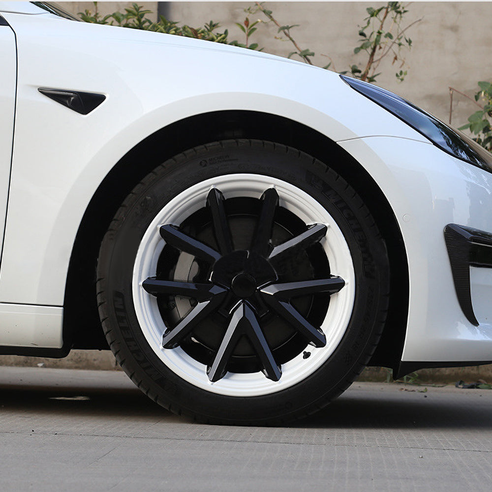 18 Inch Hubcaps Fit for Tesla Model 3, 4PCS Replacement Wheel Hub Caps Protector Automobile Model 3 Wheel Cover Kit Exterior Accessories Hemming Hubcap
