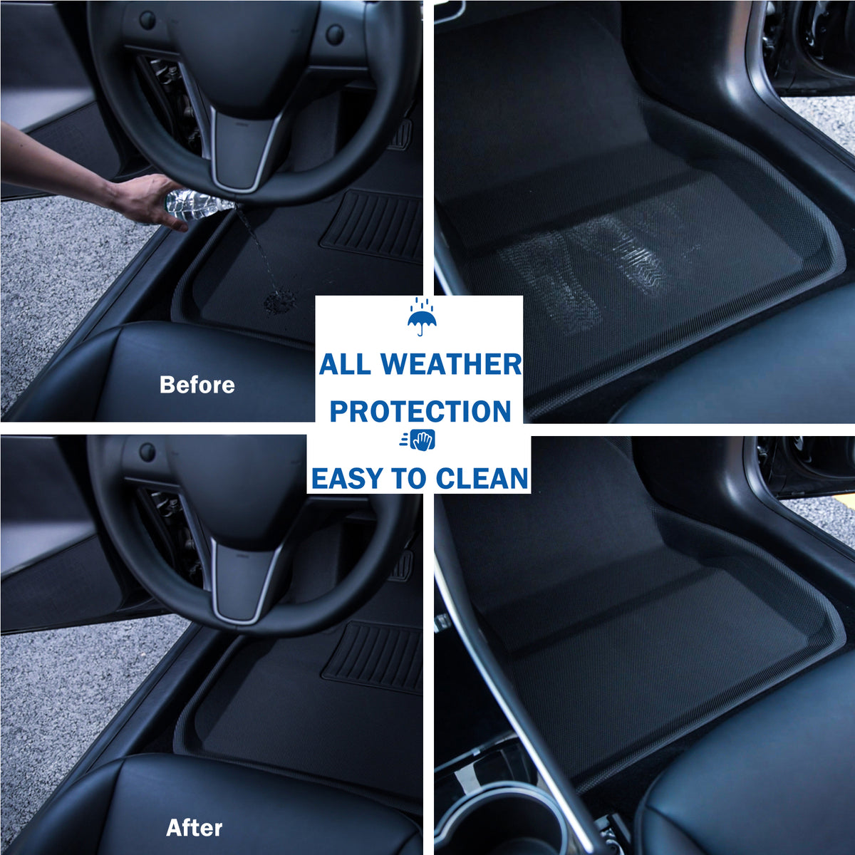 Right-Hand Drive All Weather Interior Floor Mats Fit For Tesla Model 3 2023 2022 2021